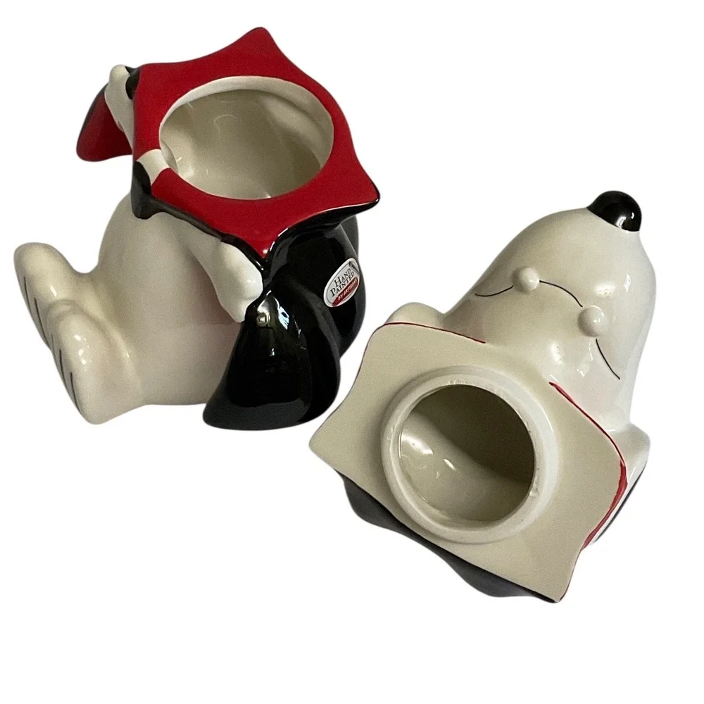 New Snoopy Vampire Halloween Cookie Jar Peanuts Large White Black Red